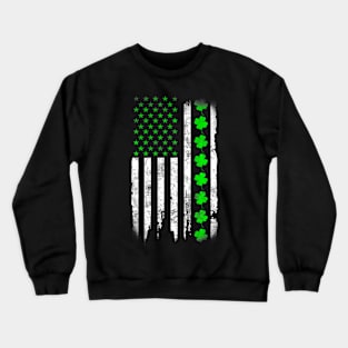 Irish US American Flag With  For St Patricks Day Crewneck Sweatshirt